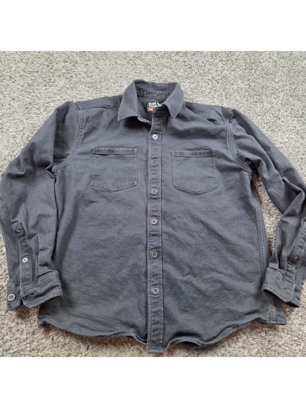 Eddie Bauer Jacket Men's Large Gray Workwear Trucker Button Up Long Sleeve